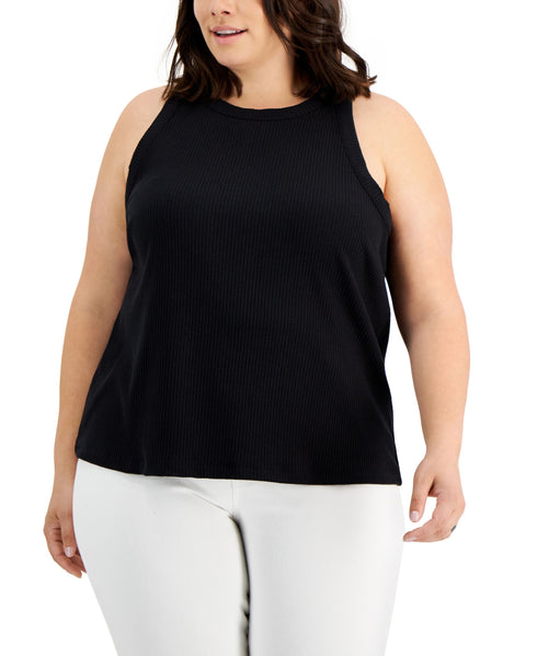 INC International Concepts Plus Size Ribbed Knit Sleeveless Top
